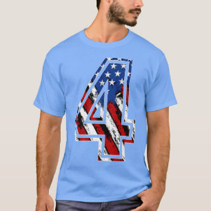 Number 4 Red White and Blue American Flag 4 Jersey T-Shirt