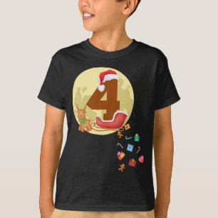 Number 4 Santa Sleigh Christmas Theme 4 Year old T-Shirt
