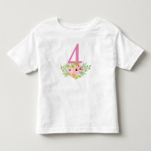 Number 4 with Flowers Toddler T-Shirt