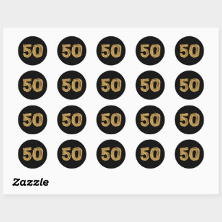 Number 50 Fifty Iridescent Text Classic Round Sticker