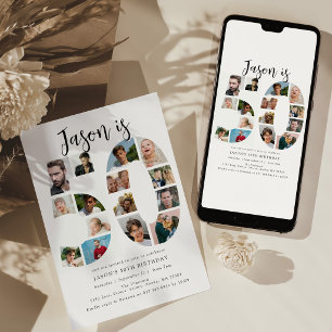Number 50 Photo Co lage 50th Birthday Party Invitation