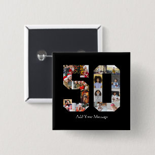 Number 50 Photo Collage 15 Cm Square Badge