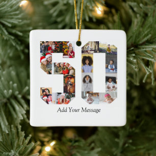 Number 50 Photo Collage Ceramic Ornament