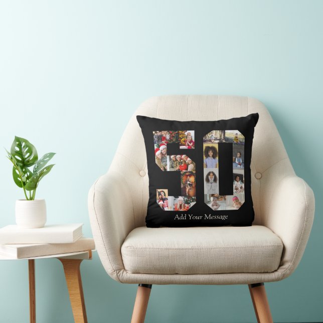 Number 50 Photo Collage Cushion (Chair)