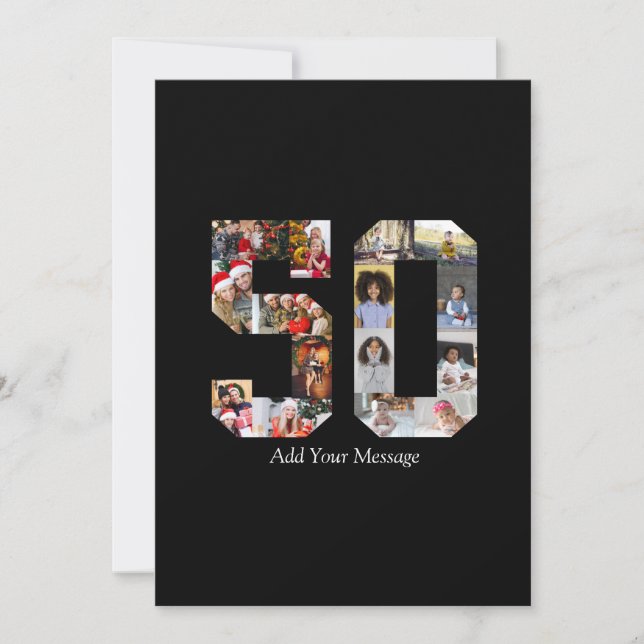 Number 50 Photo Collage Holiday Card (Front)