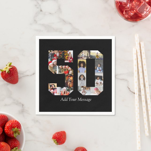 Number 50 Photo Collage Napkin (Insitu)