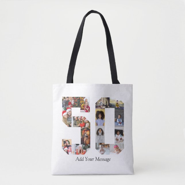 Number 50 Photo Collage Tote Bag (Front)