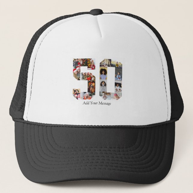 Number 50 Photo Collage Trucker Hat (Front)
