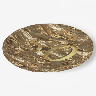 Number 50 Wedding 50th Birthday Anniversary Gold Paper Plate