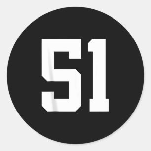 Number 51 sports team fan tank toppng  classic round sticker