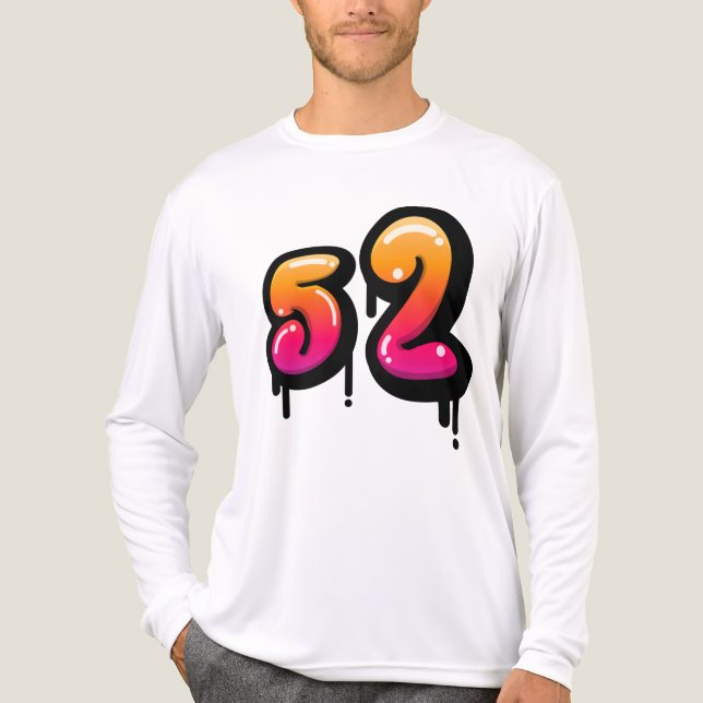 Number 52 Graffiti Drip Bubble Tri-Blend Shirt (Front)