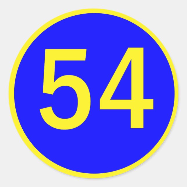number 54 in a circle classic round sticker (Front)