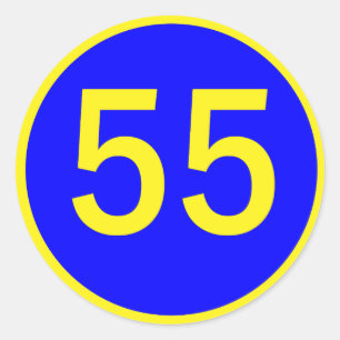 number 55 in a circle classic round sticker