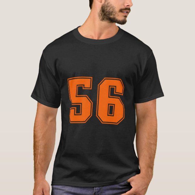 Number 56 Orange Sports Jersey Lucky Number T-Shirt (Front)