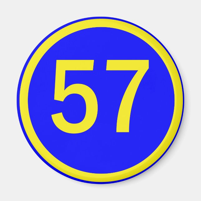 number, 57, in a circle magnet (Front)