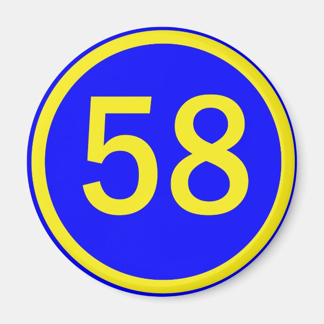 number, 58, in a circle magnet (Front)