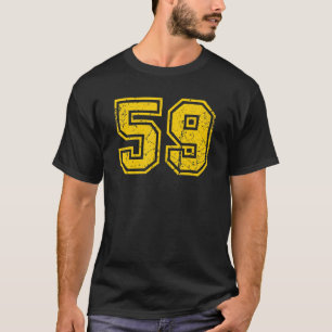Number 59 Sports Jersey Uniform Fan Athlete Yellow T-Shirt