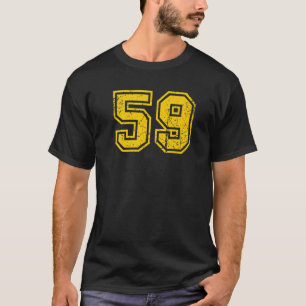 Number 59 Sports Jersey Uniform Fan Athlete Yellow T-Shirt