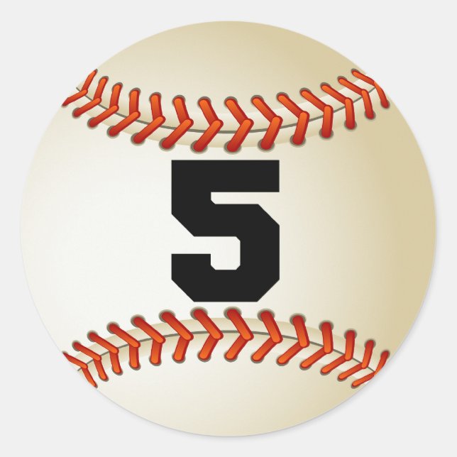 Number 5 Baseball Classic Round Sticker (Front)