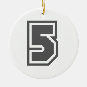 Number 5 ceramic tree decoration
