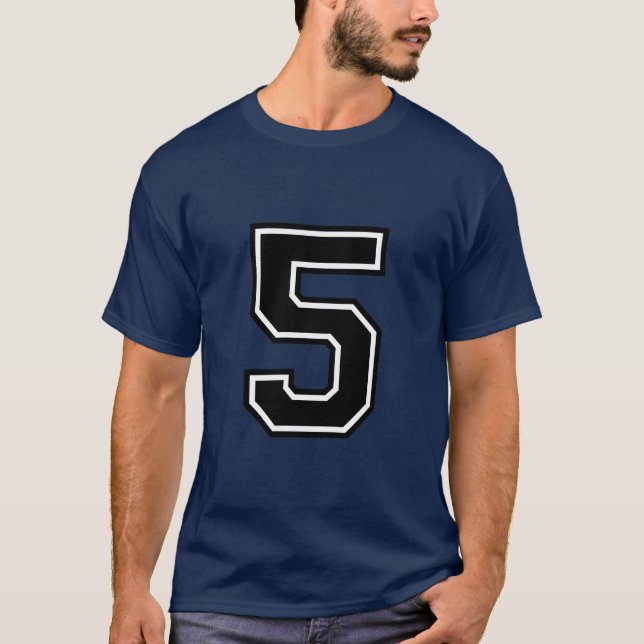 Number 5 Custom Sports Jersey | Varsity Birthday  T-Shirt (Front)