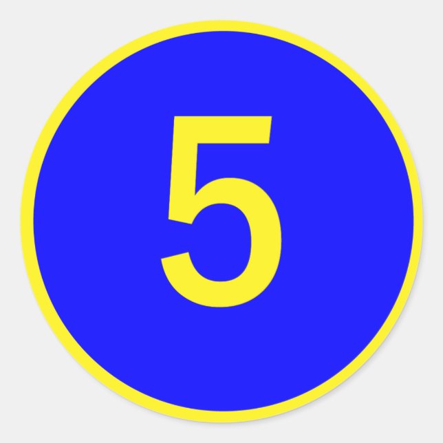 number 5 in a circle classic round sticker (Front)