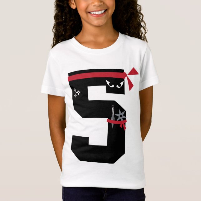 Number 5 Ninja 5 Year Old Fun 5th Birthday Gifts T-Shirt (Front)