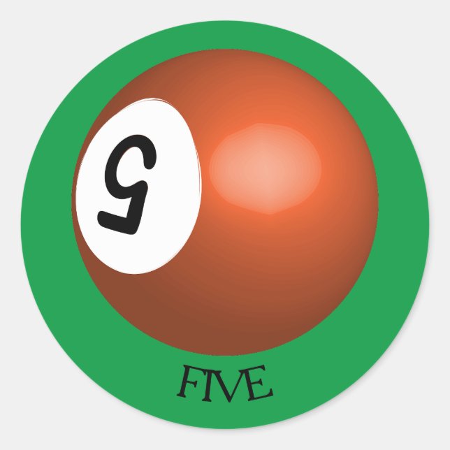 Number 5 Pool Ball Sticker (Front)