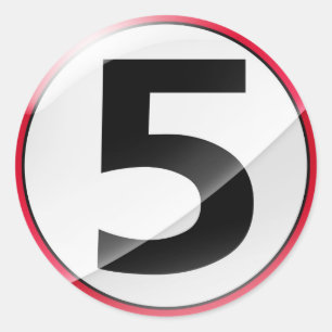 Number 5 red sticker