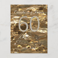 Number 60 Diamond Wedding 60th Anniversary Gold