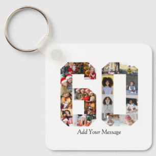 Number 60 Photo Collage Key Ring