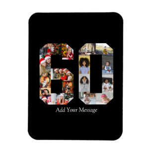 Number 60 Photo Collage Magnet