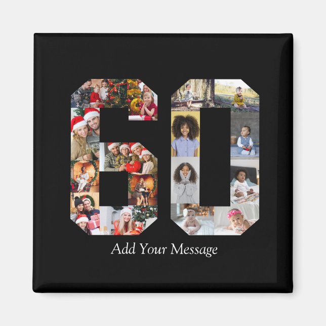 Number 60 Photo Collage Magnet (Front)
