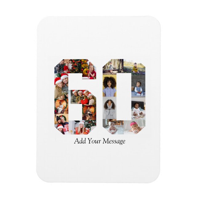 Number 60 Photo Collage Magnet (Vertical)