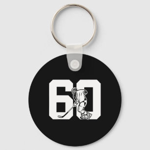 Number 60 Years Ice Hockey 60th Birthday Key Ring