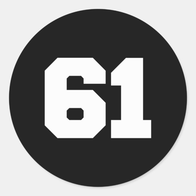 Number 61 Sports Jersey Player 61 Fan Back Print V Classic Round Sticker (Front)