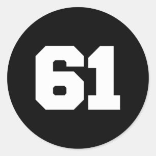 Number 61 Sports Jersey Player 61 Fan Back Print V Classic Round Sticker