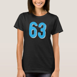 Number 63 Sports Jersey Athlete Sky Blue Number Re T-Shirt