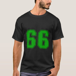 Number 66 Green Sports Fan Jersey Number T-Shirt