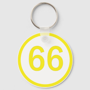 Number, 66, in a circle key ring
