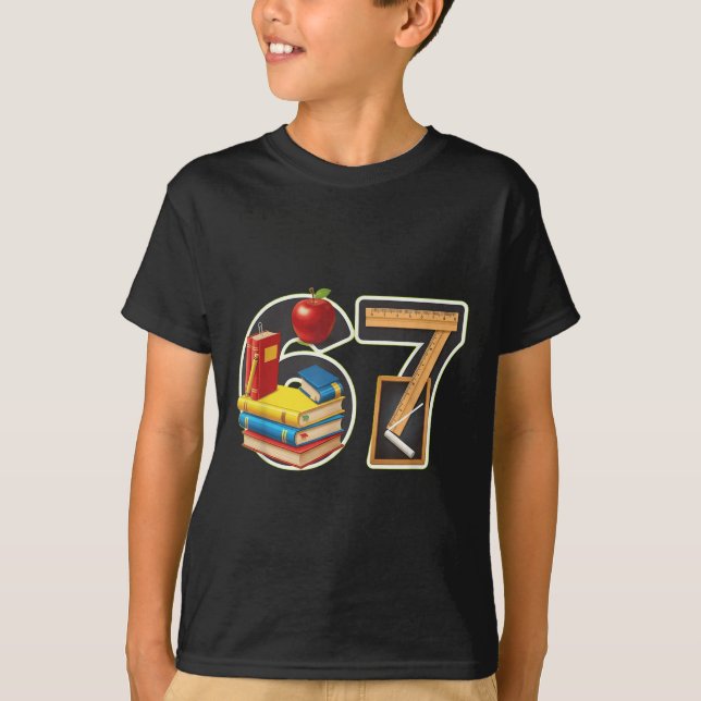Number 67 Apple Books Ruler Design  T-Shirt (Front)