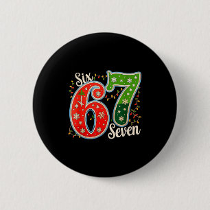 Number 67 Funny Six Seven 6 7 Meme Christmas Light Cm Round Badge