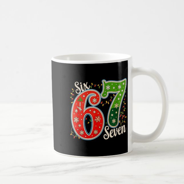 Number 67 Funny Six Seven 6 7 Meme Christmas Light Coffee Mug (Right)
