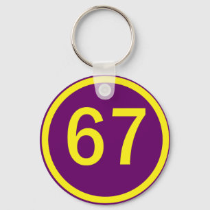 Number, 67, in a circle key ring