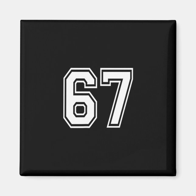 Number 67 In White  Magnet (Front)
