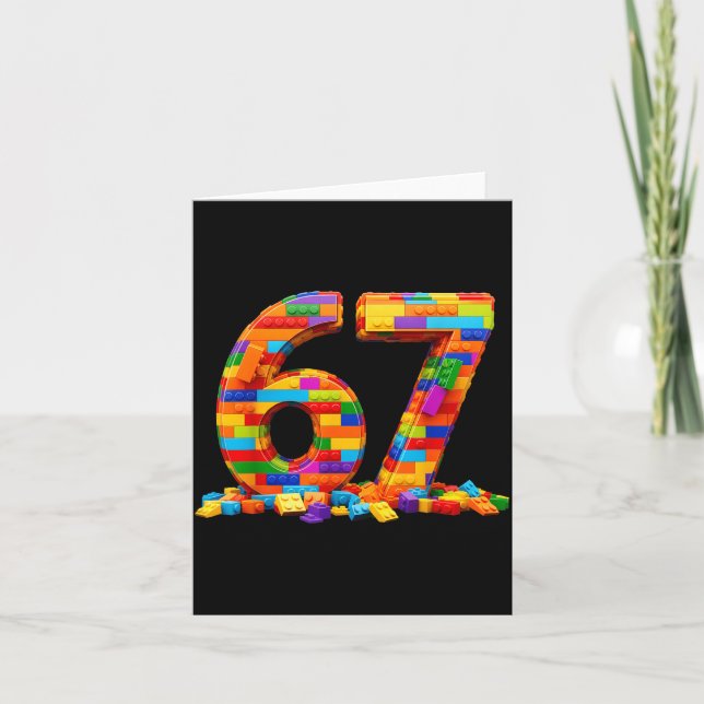 Number 67 Meme Six Seven 6 7 Building Blocks Gen A Card (Front)