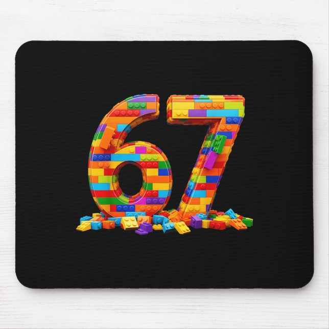Number 67 Meme Six Seven 6 7 Building Blocks Gen A Mouse Pad (Front)