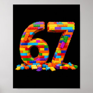 Number 67 Meme Six Seven 6 7 Building Blocks Gen A Poster
