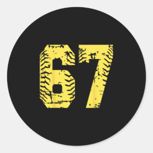 Number 67 Yellow Group Matching Halloween Birthday Classic Round Sticker