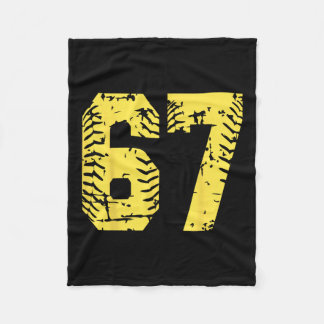 Number 67 Yellow Group Matching Halloween Birthday Fleece Blanket